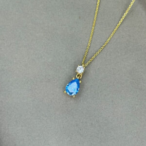 Επίχρυσο κολιέ 925 με Aquamarine
