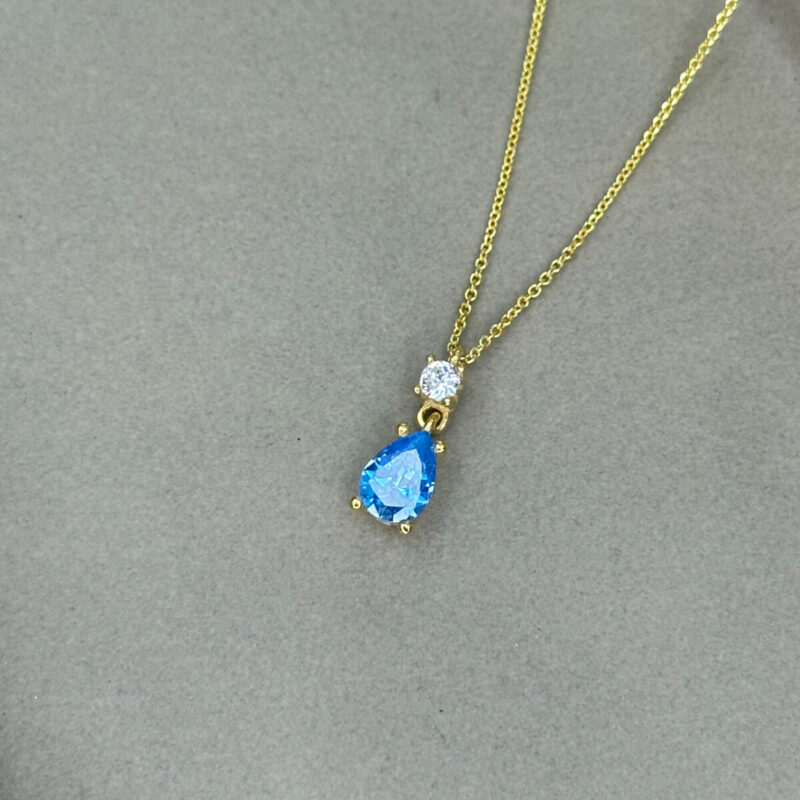 Επίχρυσο κολιέ 925 με Aquamarine
