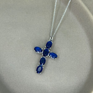 Σταυρός Ασήμι 925 με Ζαφείρια