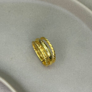 Ασημένιο Επιχρυσωμένο Τριπλό Δαχτυλίδι 925