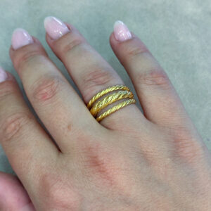 Ασημένιο Επιχρυσωμένο Τριπλό Δαχτυλίδι 925