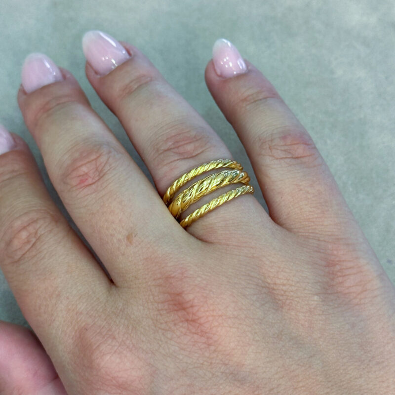 Ασημένιο Επιχρυσωμένο Τριπλό Δαχτυλίδι 925