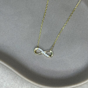 Ασημένιο επίχρυσο κολιέ σε σχήμα άπειρο