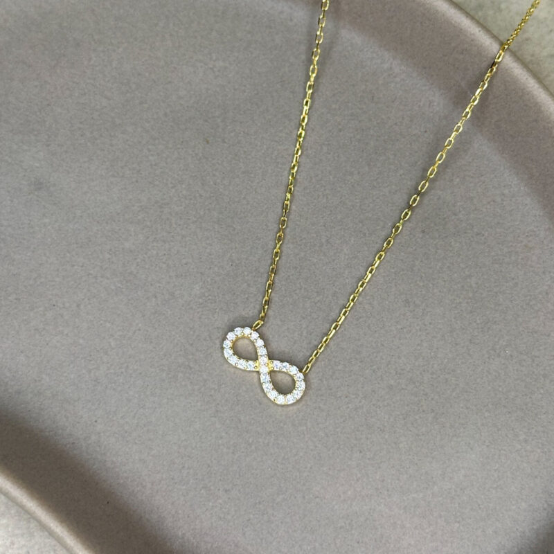 Ασημένιο επίχρυσο κολιέ σε σχήμα άπειρο