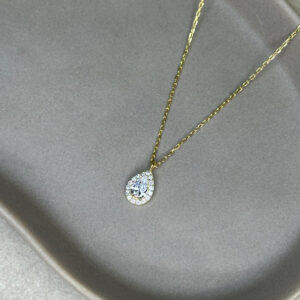 Ασημένιο επίχρυσο κολιέ ροζέτα με ζιργκόν