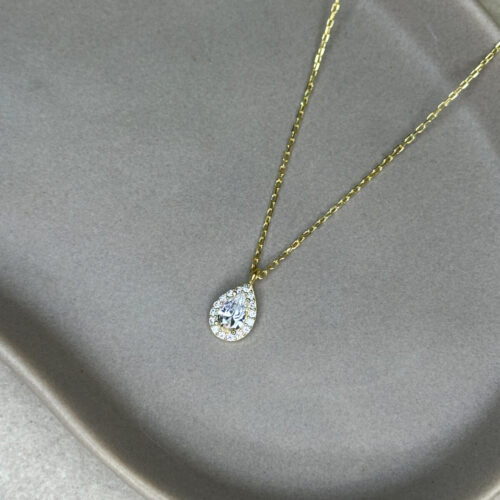 Ασημένιο επίχρυσο κολιέ ροζέτα με ζιργκόν