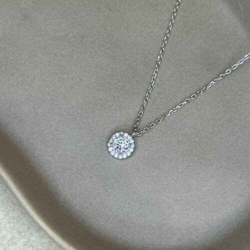 Ασημένιο κολιέ ροζέτα με ζιργκόν