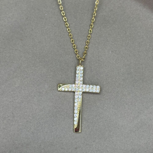 Ασημένιος Επιχρυσωμένος Σταυρός 925 με Ζιρκόν