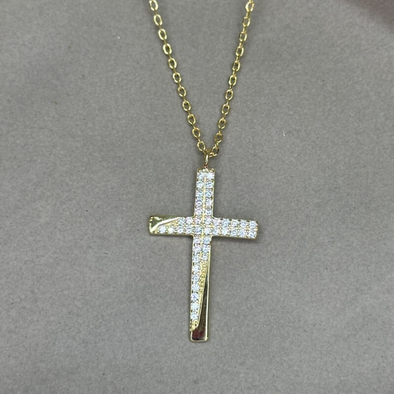 Ασημένιος Επιχρυσωμένος Σταυρός 925 με Ζιρκόν