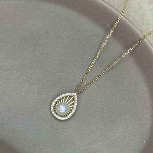 Ασημένιο Επιχρυσωμένο Κολιέ 925 με Μαργαριτάρι