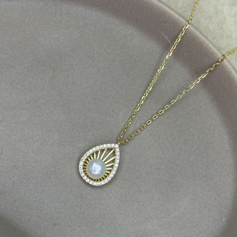 Ασημένιο Επιχρυσωμένο Κολιέ 925 με Μαργαριτάρι