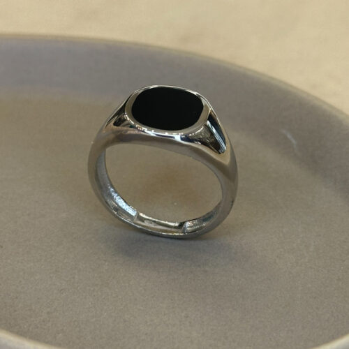 Ασημένιο Δαχτυλίδι 925 με Μαύρη Πέτρα Όνυχα