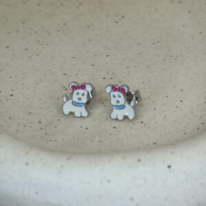 Ασημένια Σκουλαρίκια Σκυλάκια