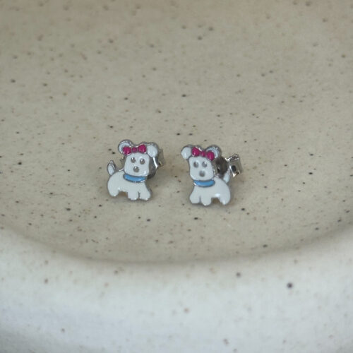 Ασημένια Σκουλαρίκια Σκυλάκια