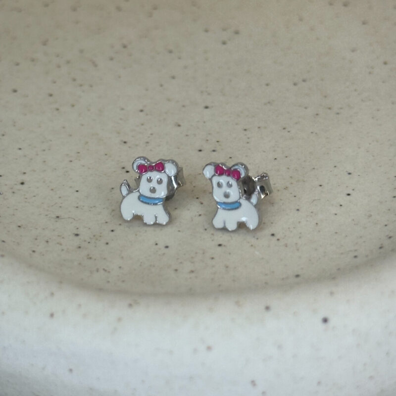 Ασημένια Σκουλαρίκια Σκυλάκια