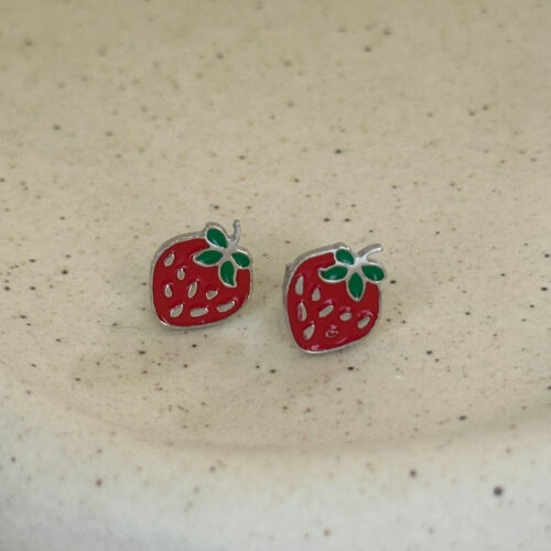 Ασημένια Σκουλαρίκια Φράουλες