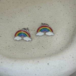 Ασημένια σκουλαρίκια Ουράνιο Τόξο