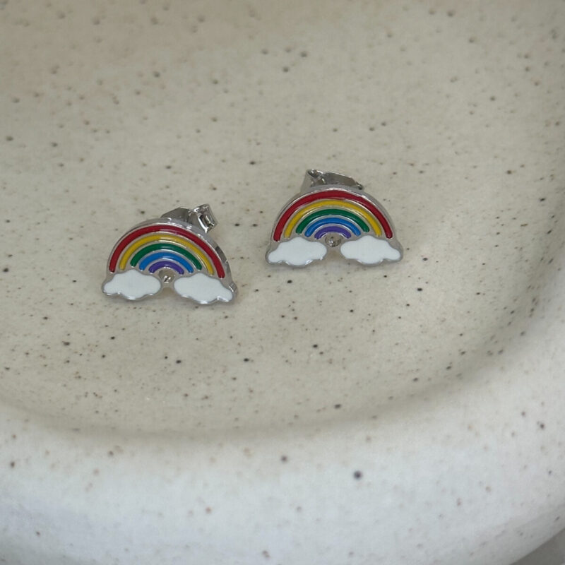 Ασημένια σκουλαρίκια Ουράνιο Τόξο